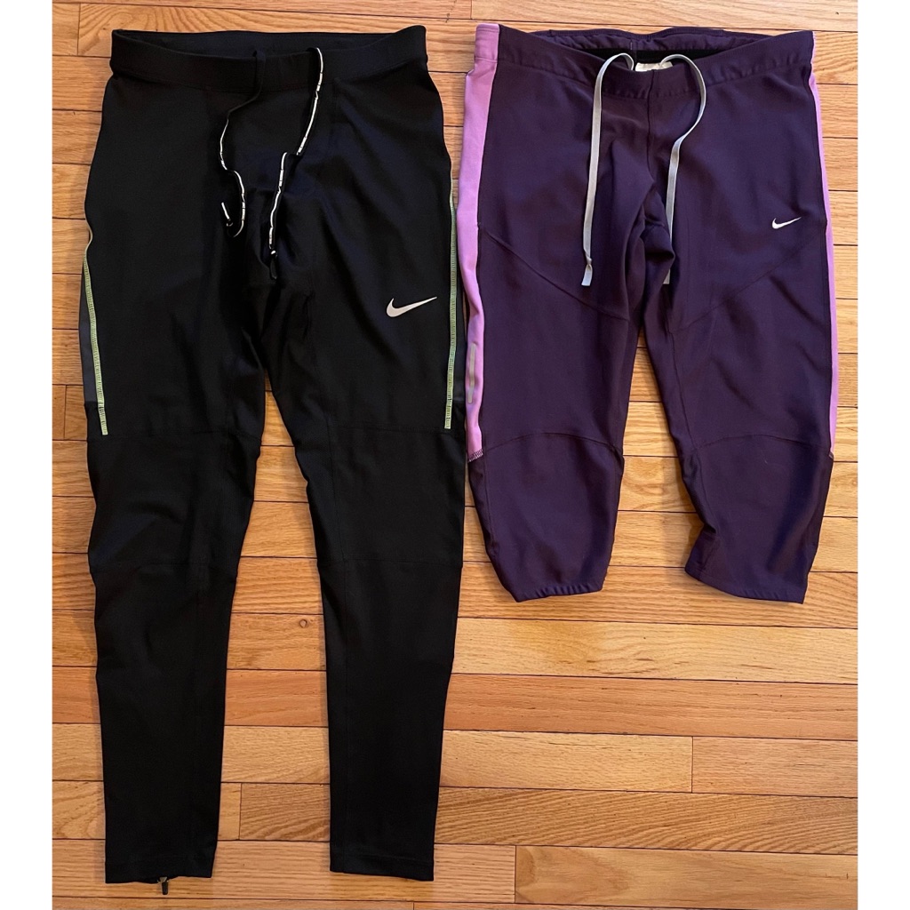 Lot 2 Nike Dri-Fit Running Leggings Tights Ankle Zippers Pockets Drawstring M